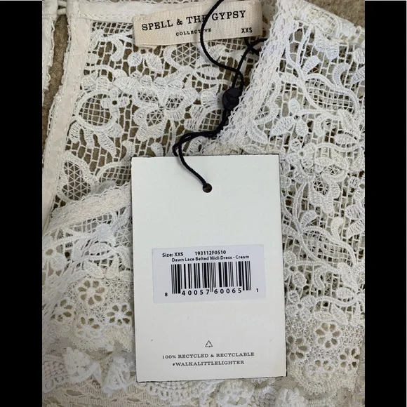 Spell & the Gypsy Collective Dawn Lace Belted Mid wedding Boho Romantic 2XS